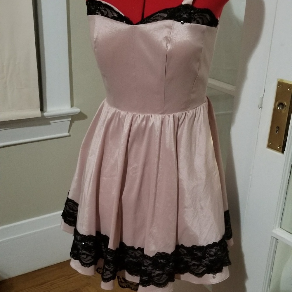 Dusty pink spaghetti strap dress.